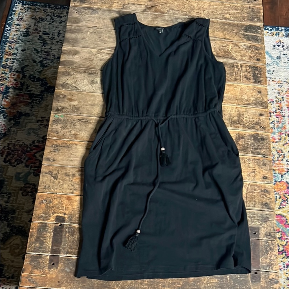 Black Talbots  Sleeveless Drawstring Waist Dress cover up